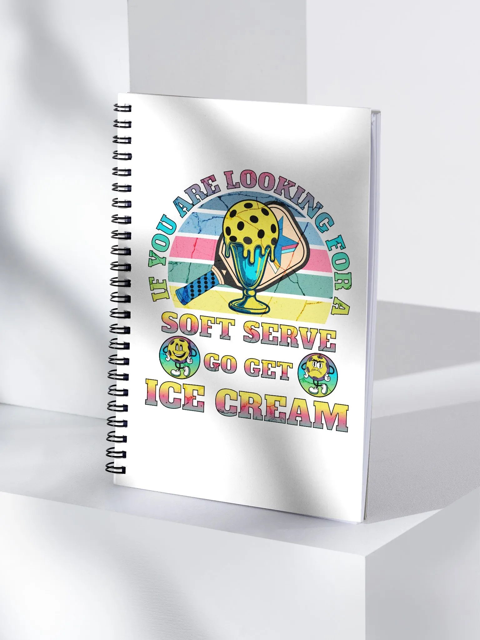 Soft Serve Go Get Ice Cream Pickleball Whimsical Dreams Spiral Notebook product image (3)