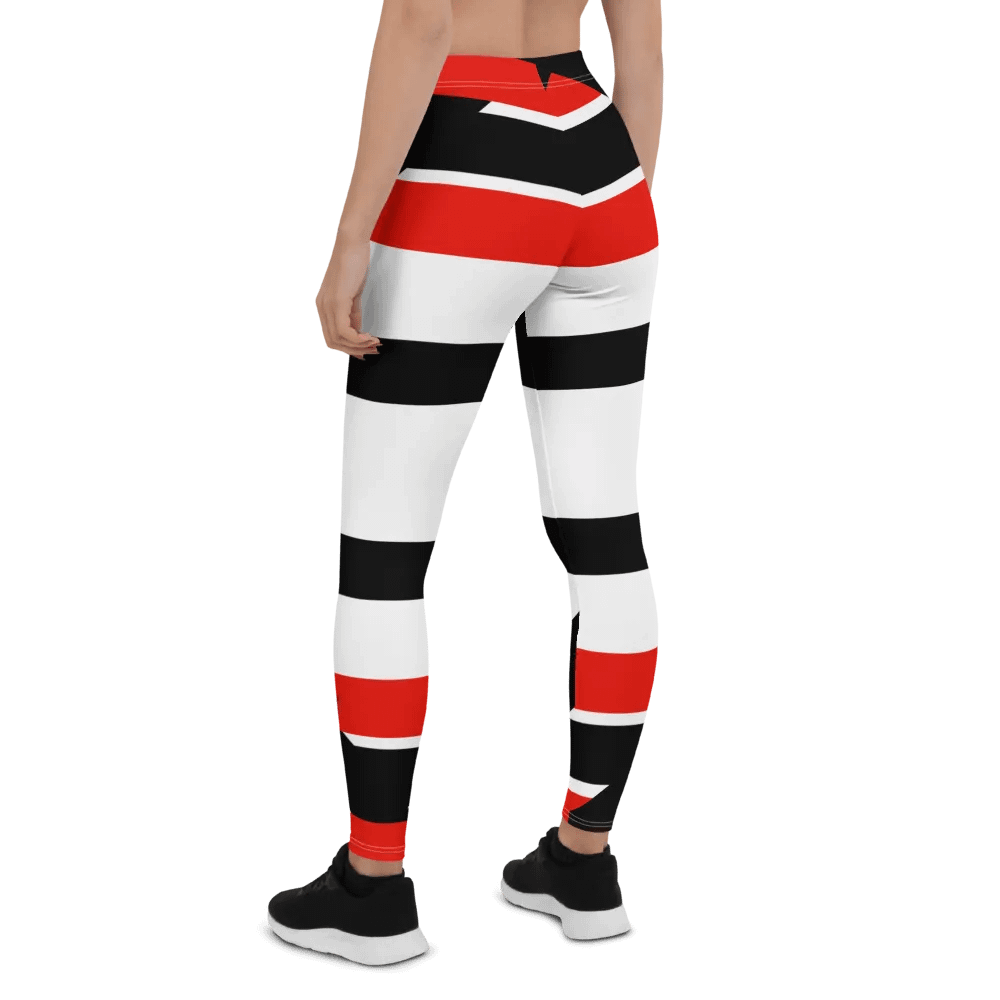 Black/Red/White Bent Line Leggings product image (6)