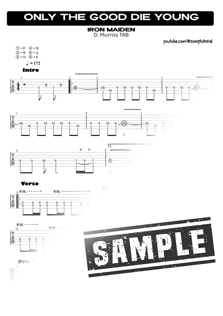 Only The Good Die Young PDF TAB + Backing Track MP3 product image (2)