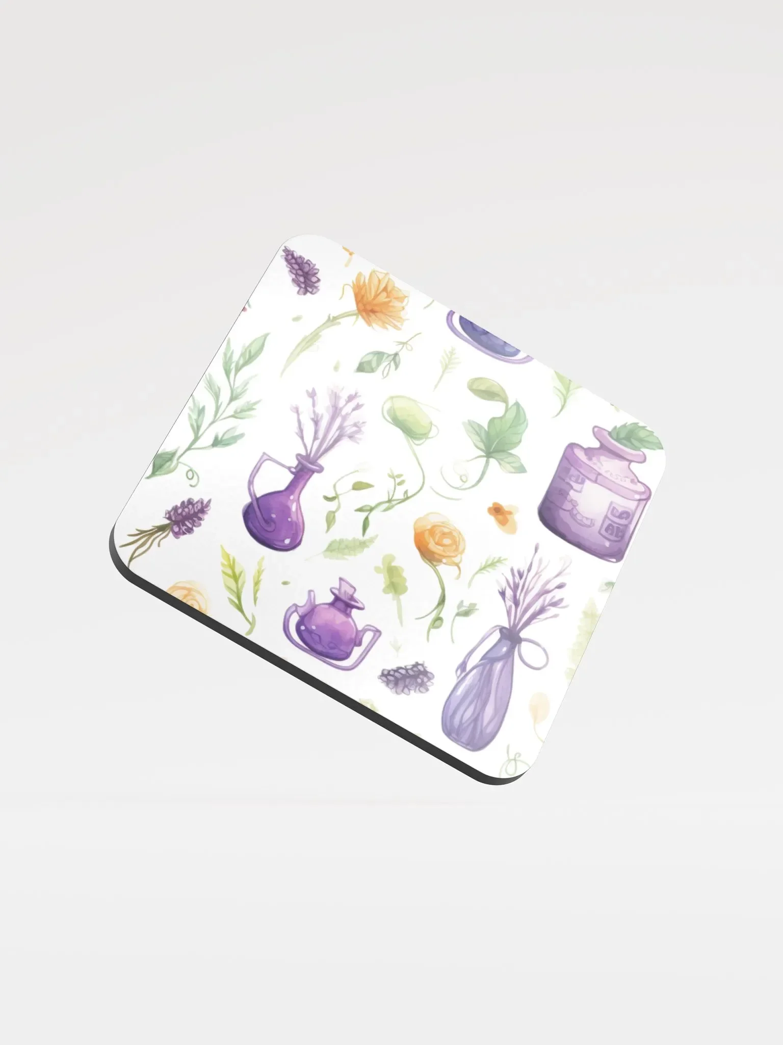 Glossed Cork Coaster 🟩 🟪 Fascinating Watercolor Pattern - Motif 3 product image (1)