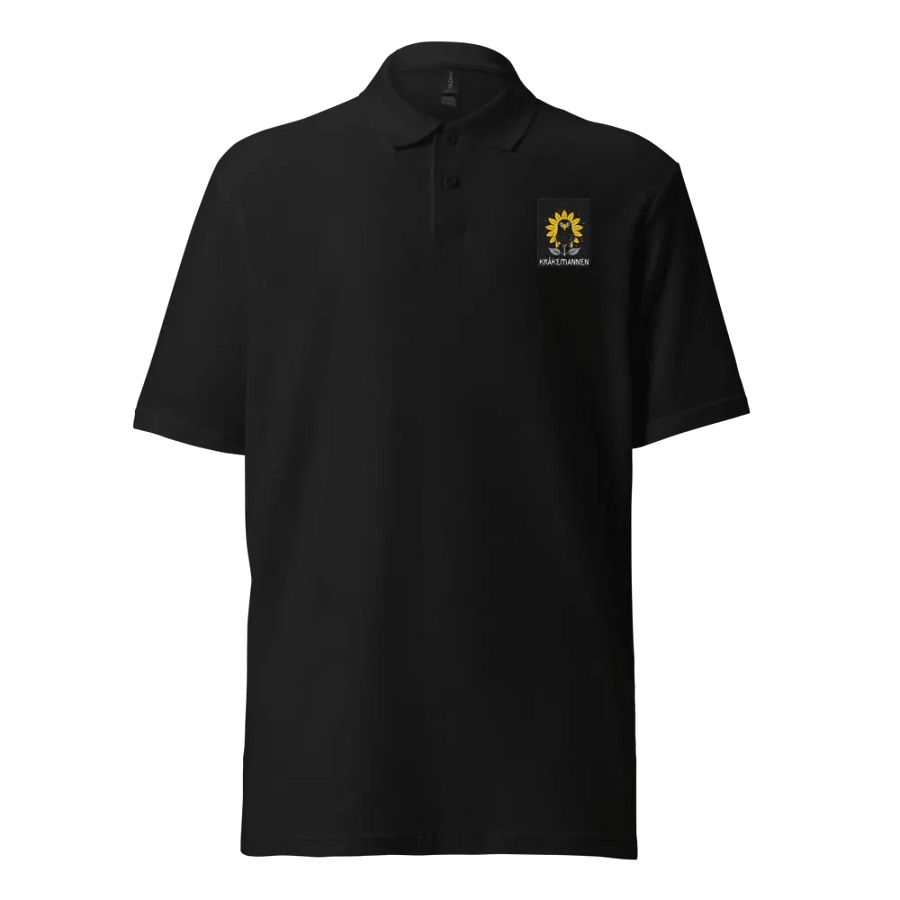 Unisex Pique Polo Shirt 🌻Exclusive Embroidery sunflower with a cute black bird in front product image (4)