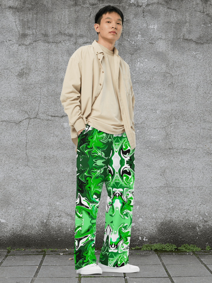 Green Swirl Unisex Wide Leg Bottoms product image (1)