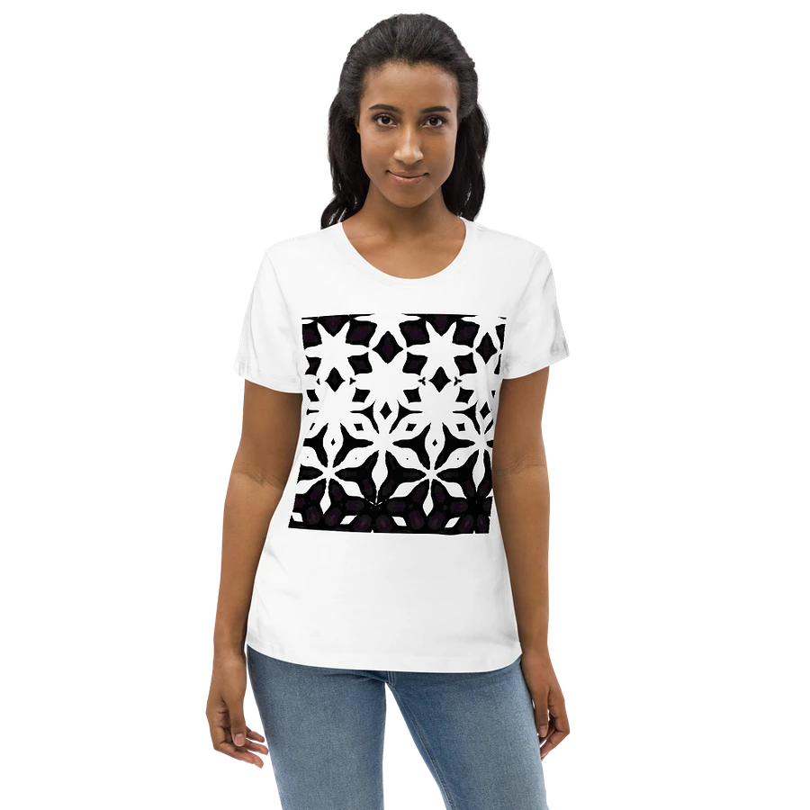 Abstract Black and White Shapes Pattern Women's White T Shirt product image (10)