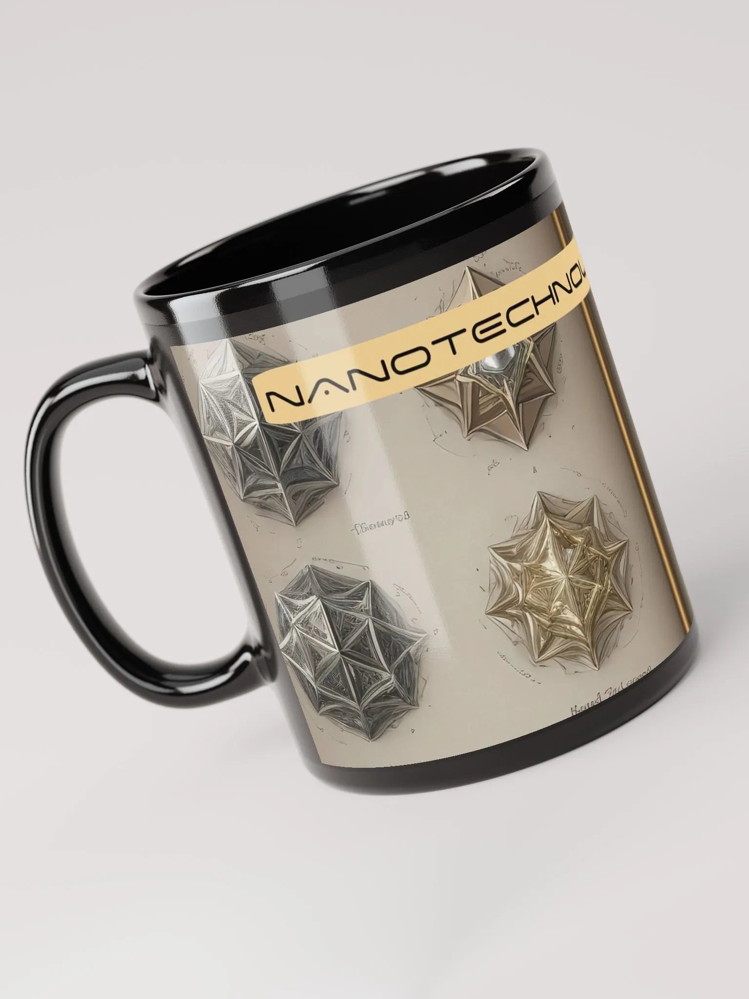 Black Ceramic Nanotechnology Mug - Science Lover Gift - Nanogold C - Gold nanoparticles product image (5)