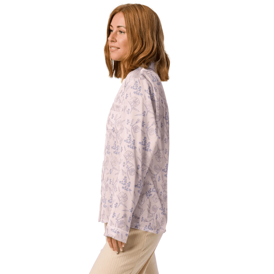 Elegant Floral Silk Long Sleeve Pajama Top product image (4)
