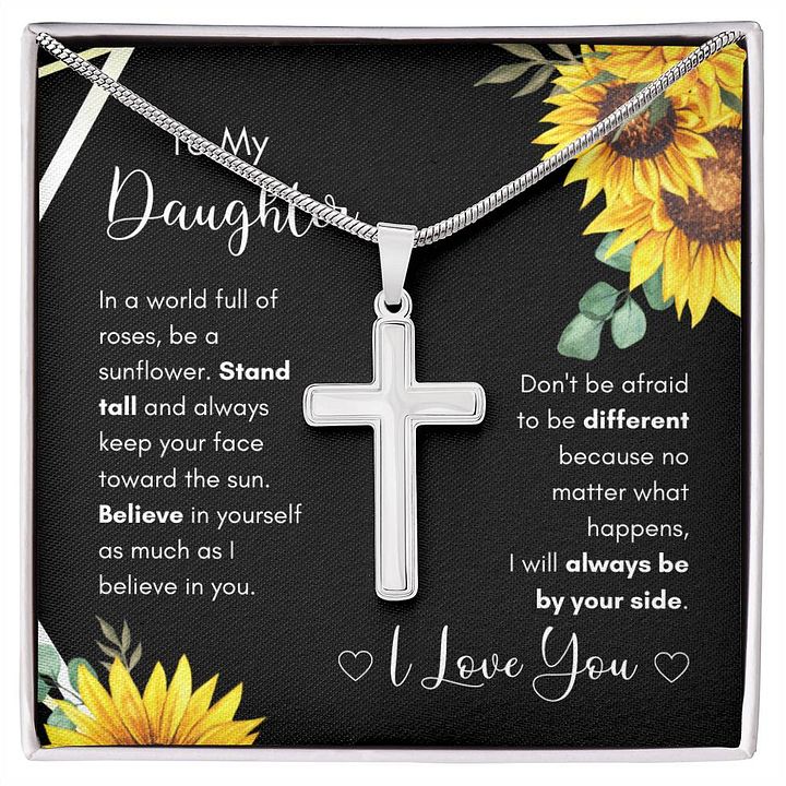 Daughter Cross Necklace - Be A Sunflower product image (1)
