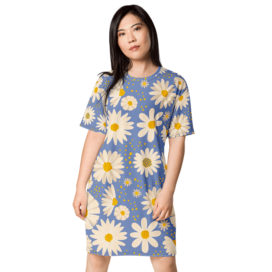Chic Daisy Print T-Shirt Dress - Oversized Trendy Design | TDSMUSIC.com product image (1)