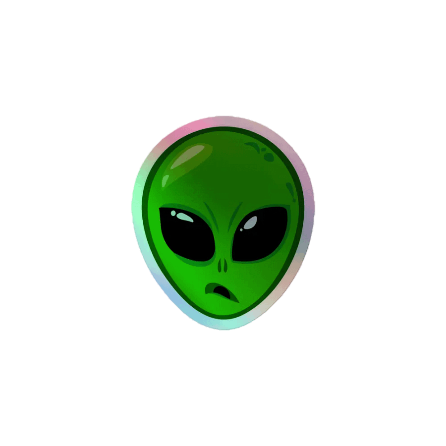 Green alien head sticker product image (1)