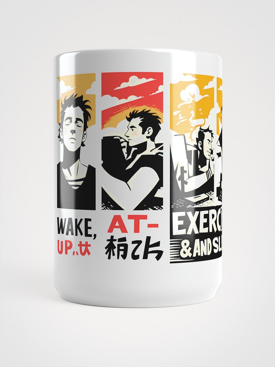Global Wellness Mantra | Wake, Eat, Exercise, Sleep Art Glossy Mug product image (5)