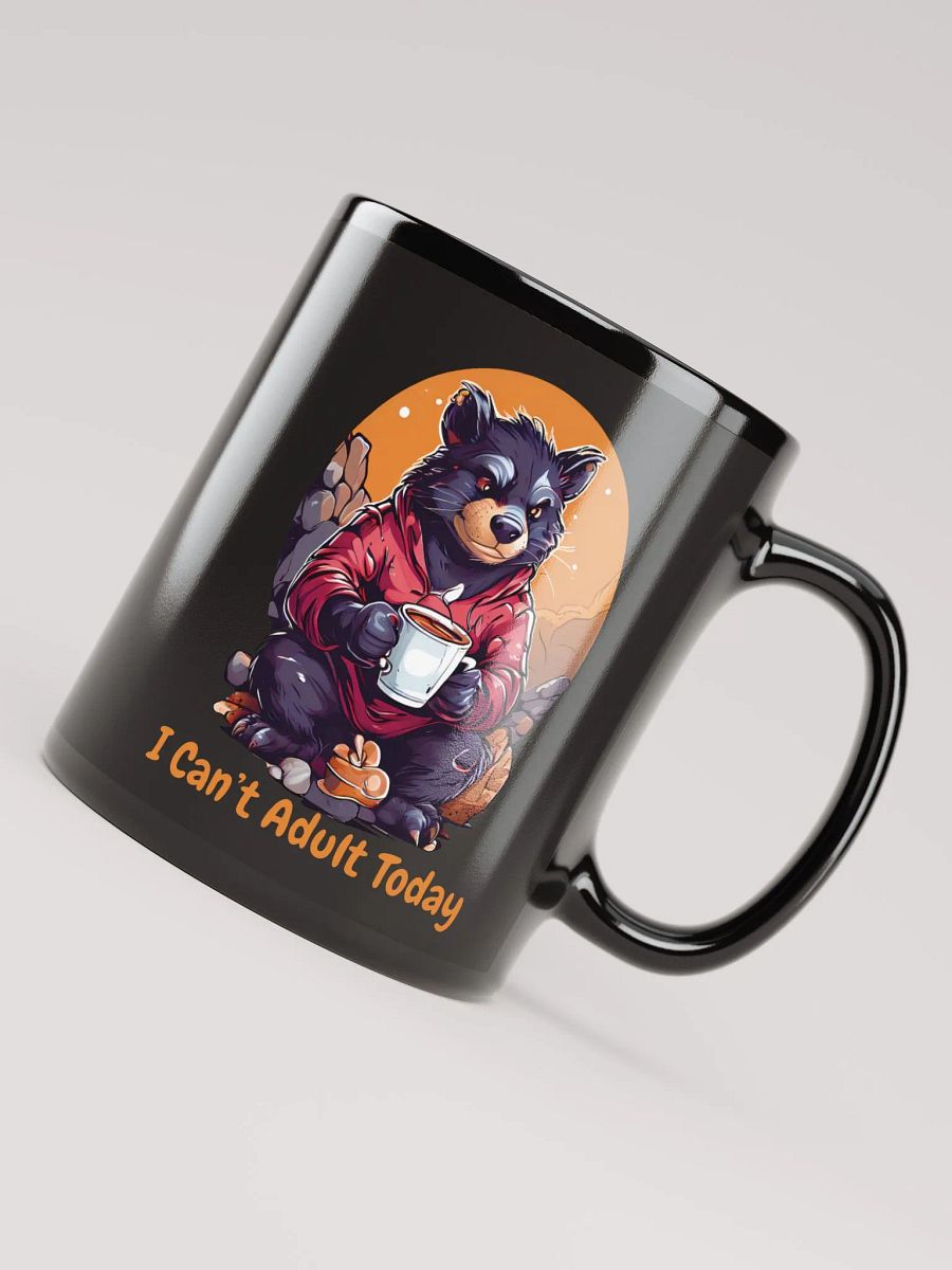 I Can’t Adult Today - Unique Funny Black Glossy Mug Printed on Both Sides | Tasmanian Devil with Coffee | Perfect Funny Gift Mug product image (4)