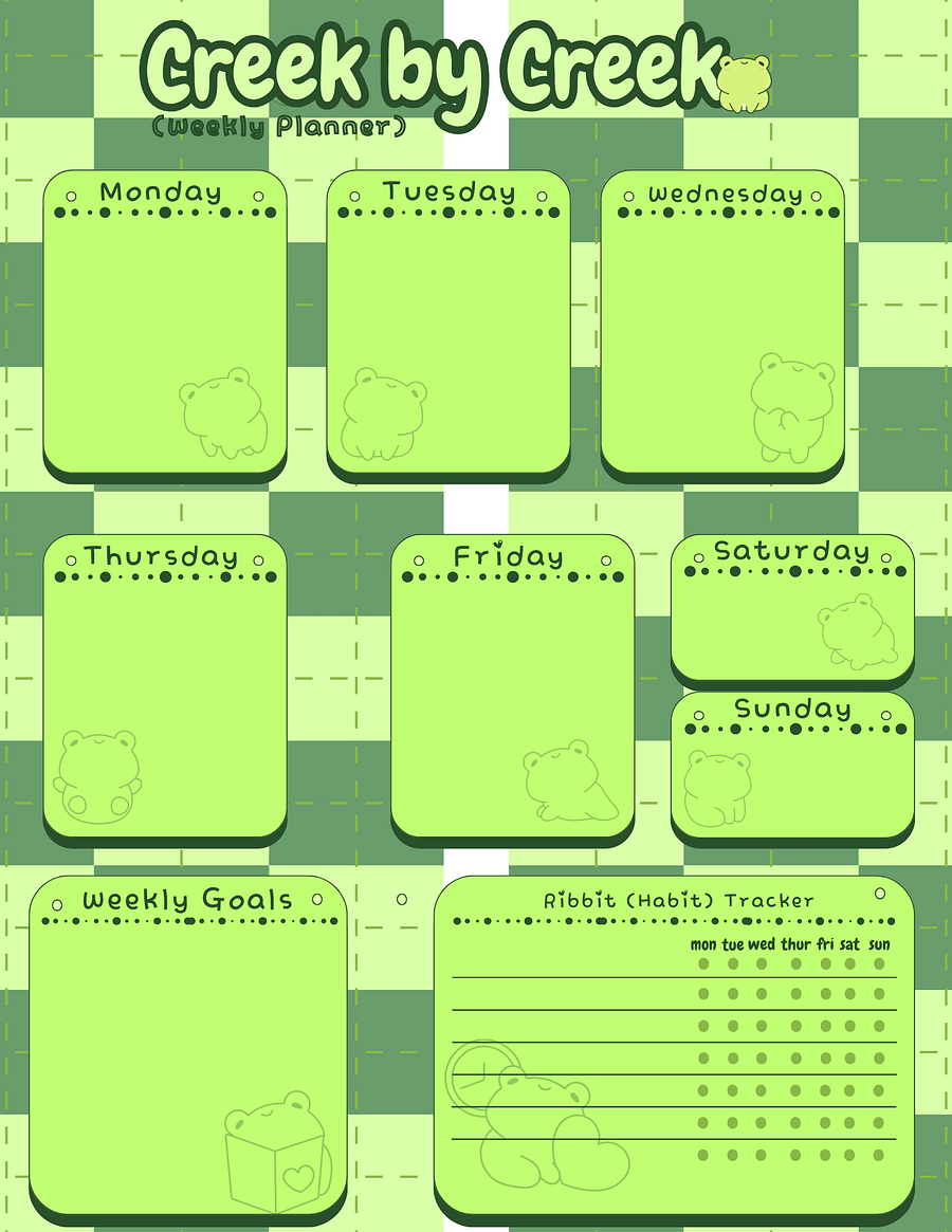 April's Planner Design - Frog Daily, Weekly, and Monthly Planner Sheets (Letter Size) product image (2)
