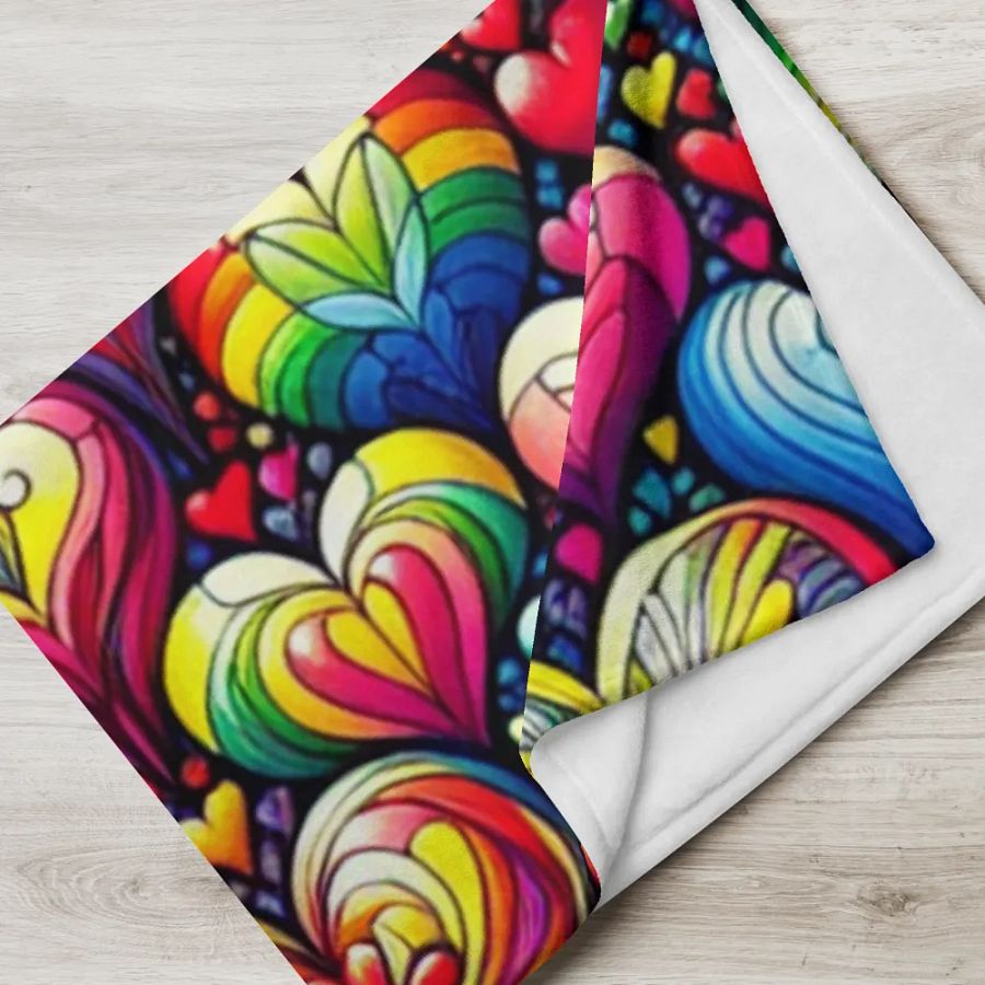 Vibrant Technicolor Hearts Throw Blanket product image (2)