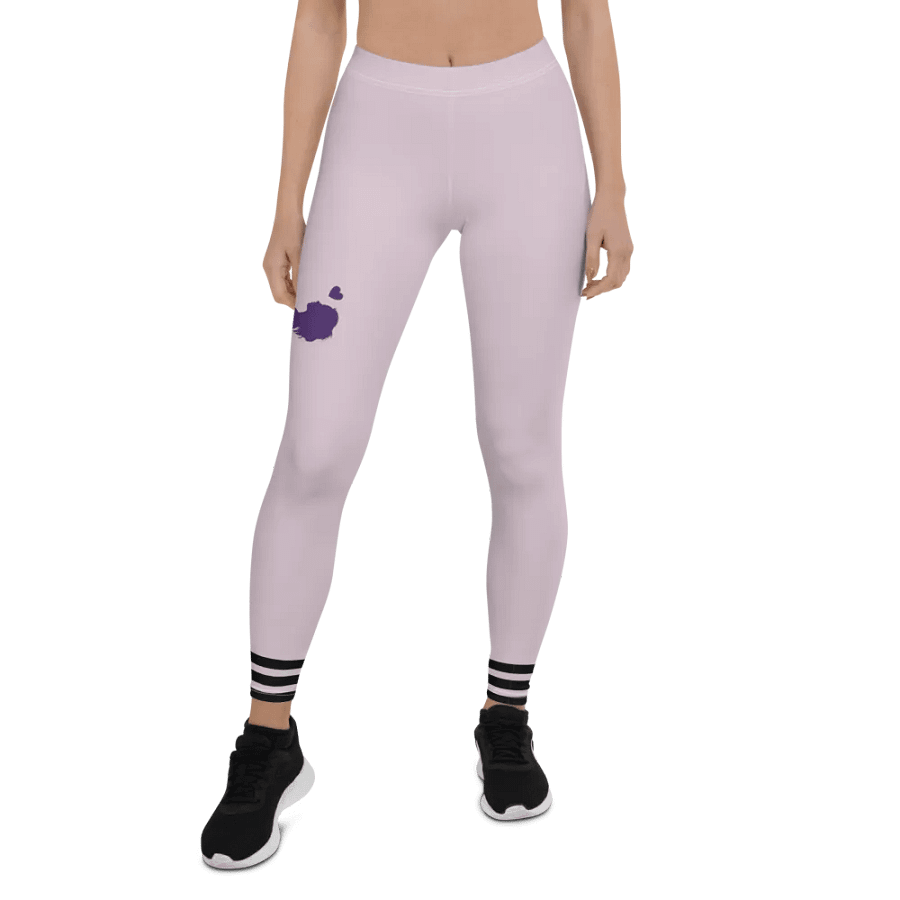 All-Over Print Leggings-Backfill Pale Twilight colour with Pink Lady design, black stripes. product image (1)