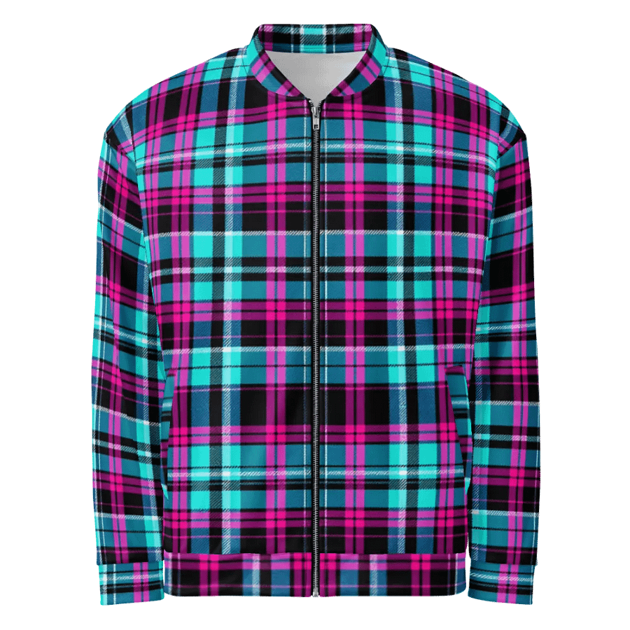 Vibrant Checkered Chaos Bomber Jacket product image (3)