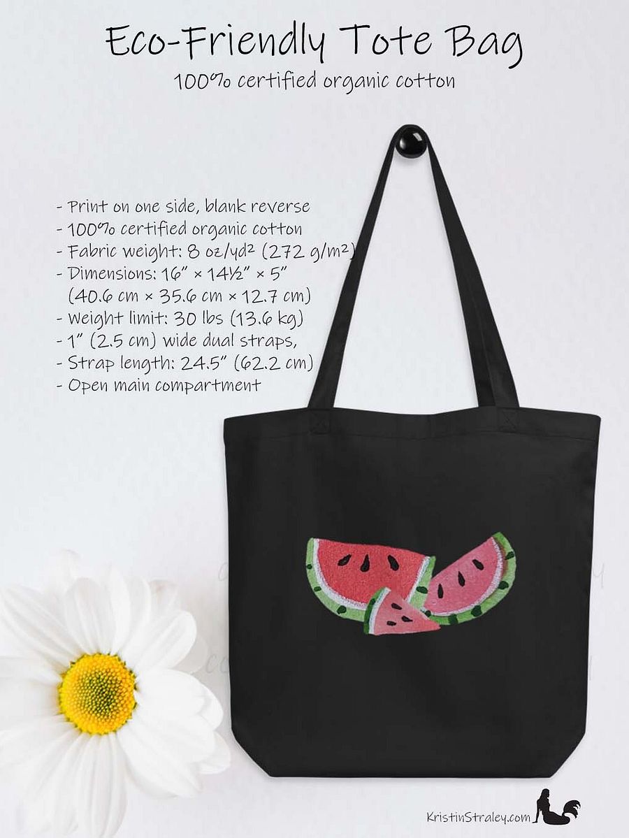 Juicy Watercolor Watermelons Eco Cotton Reusable Tote Bag product image (3)
