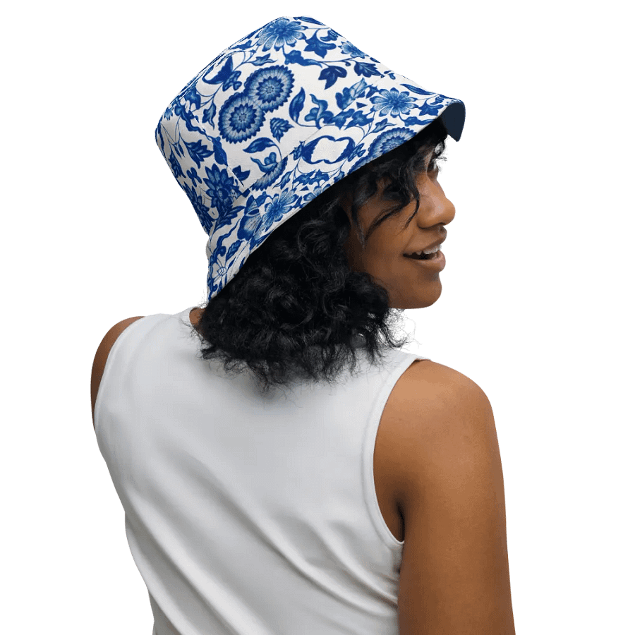 Blue Floral Chinoiserie Reversible Bucket Hat product image (8)