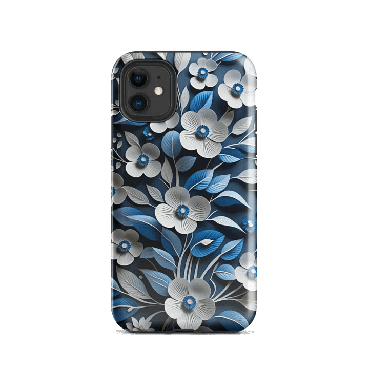 Tough Phone Case for iPhone® - Blue and White Paper Flowers product image (47)