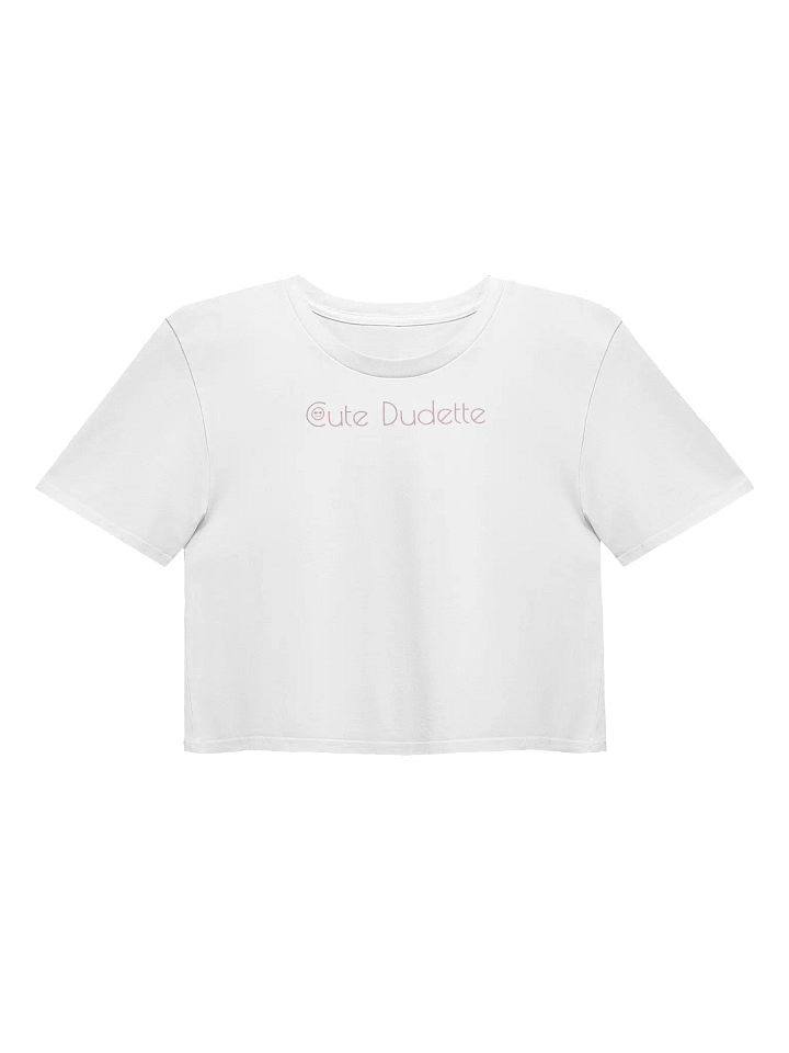 Cute Dudette White Crop Top Pink Logo Print product image (1)