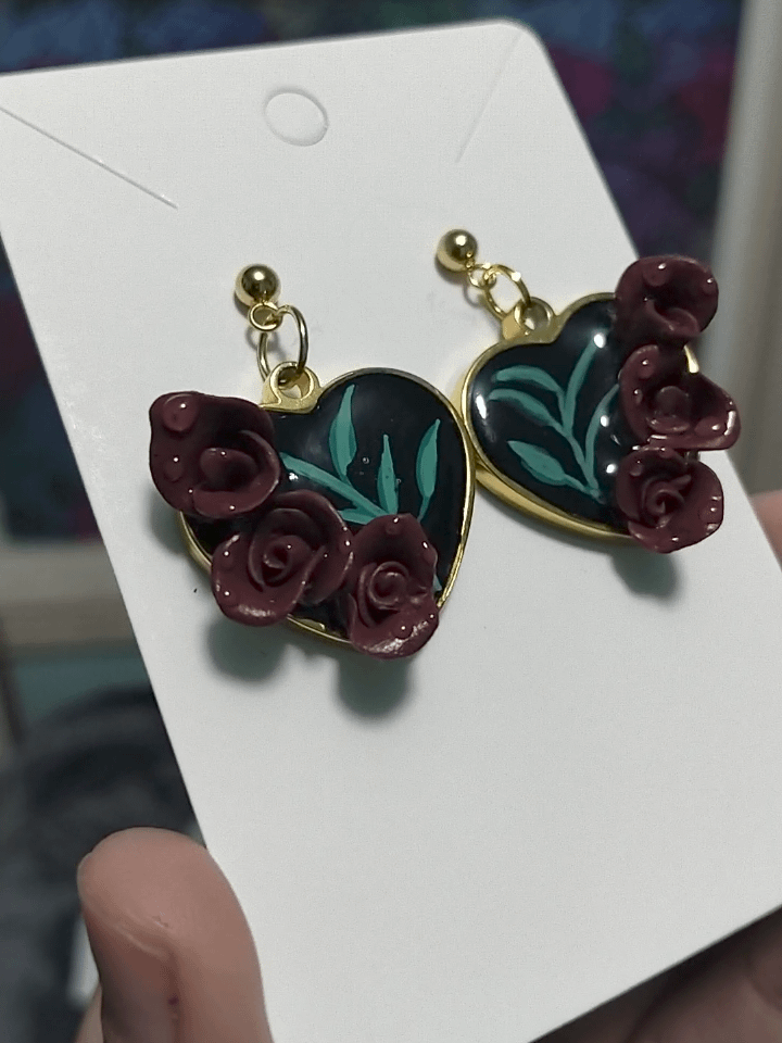 Dark Rose Heart earrings product image (2)