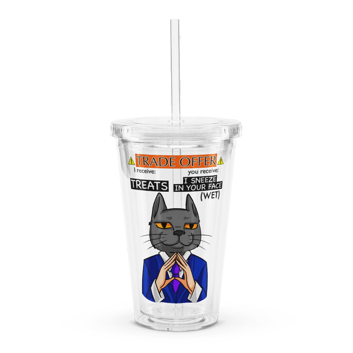 Trade Offer Human-Cat Meme Clear Plastic Tumbler product image (1)