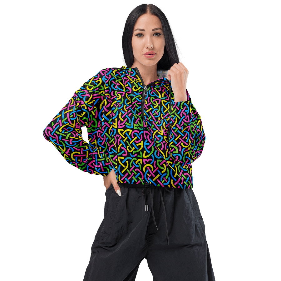 Neon Celtic Knot Windbreaker – Retro-inspired All-Over Print Jacket product image (3)