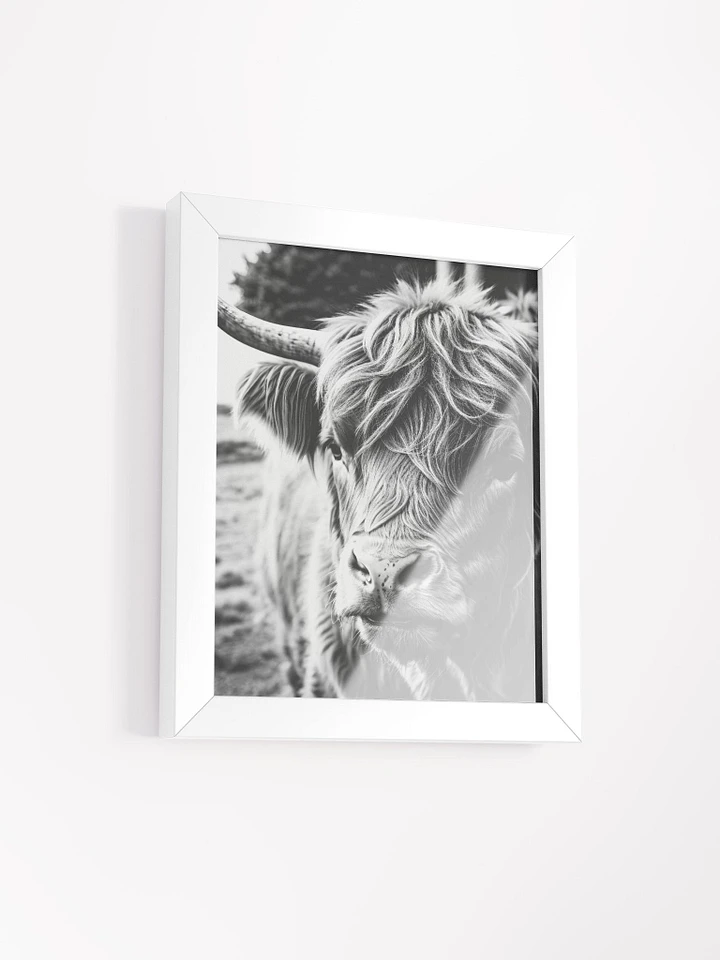 Highland Cow Wall Art Painting Framed Matte Poster : Black And White product image (25)