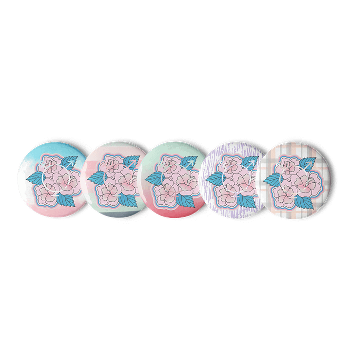 LGBTQIAP2S+ 2025, Trans Flower with Symbol, Pin Buttons product image (1)