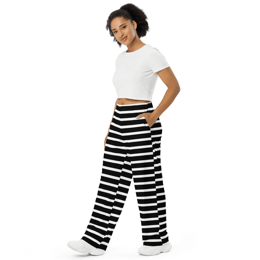 Black & White Stripes Wide-Leg Pants product image (10)