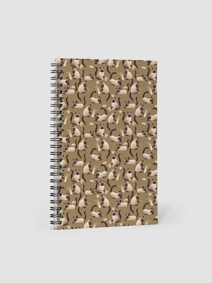 Bad Siamese Cats Knocking Stuff Over Pattern Notebook, Brown product image (1)