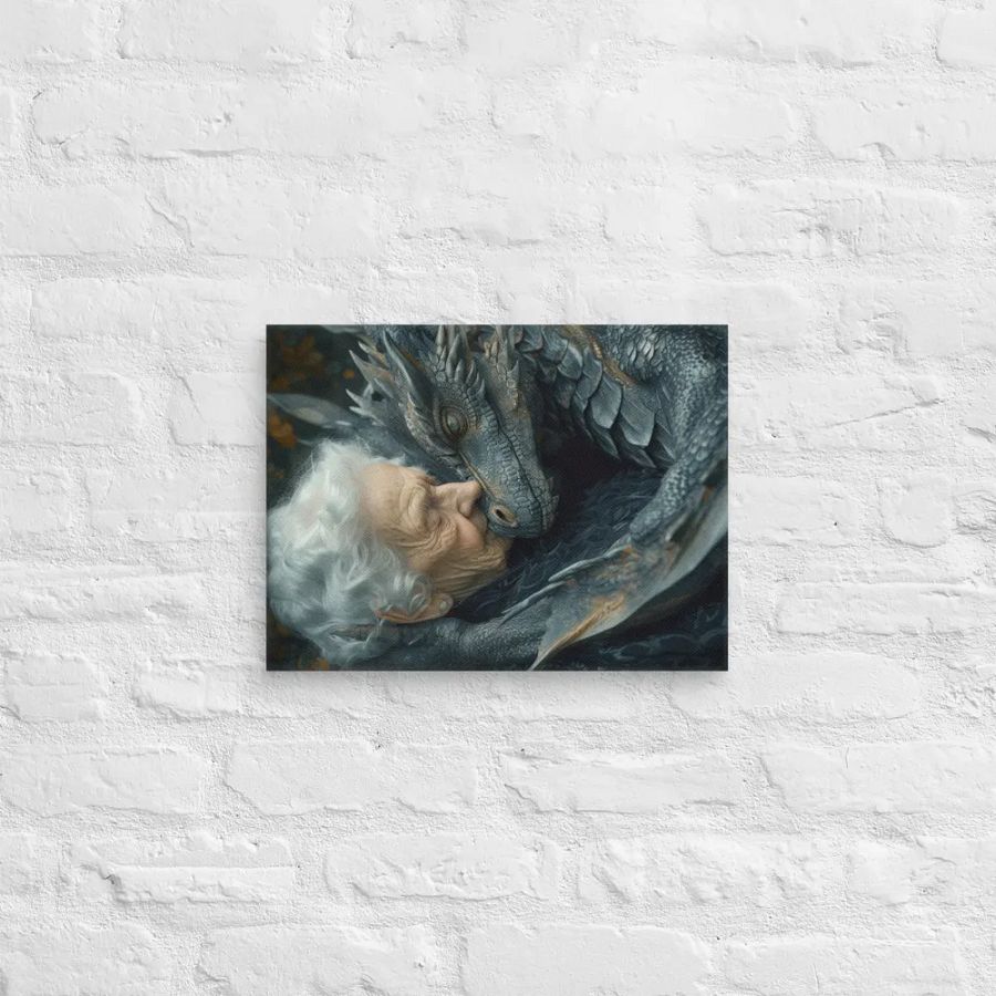 Elder lady with her dragon - Canvas product image (2)