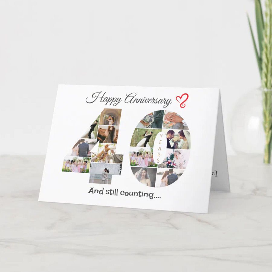 40 Year Anniversary Photo Card Editable Canva Template product image (3)