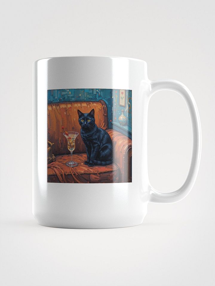 BLACK CAT ON COUCH NEXT TO MARTINI product image (1)
