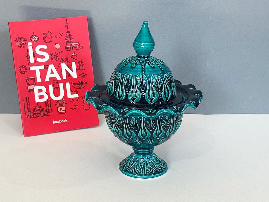Ceramic turquoise sugar bowl — handmade pottery, handmade ceramic, home decor, handmade gift, Turkish ceramic product image (3)