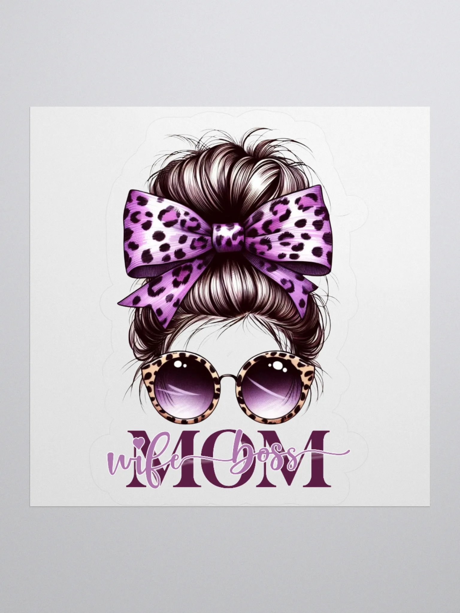 Leopard Print Bun Mom Wife Boss Sticker Pack product image (2)