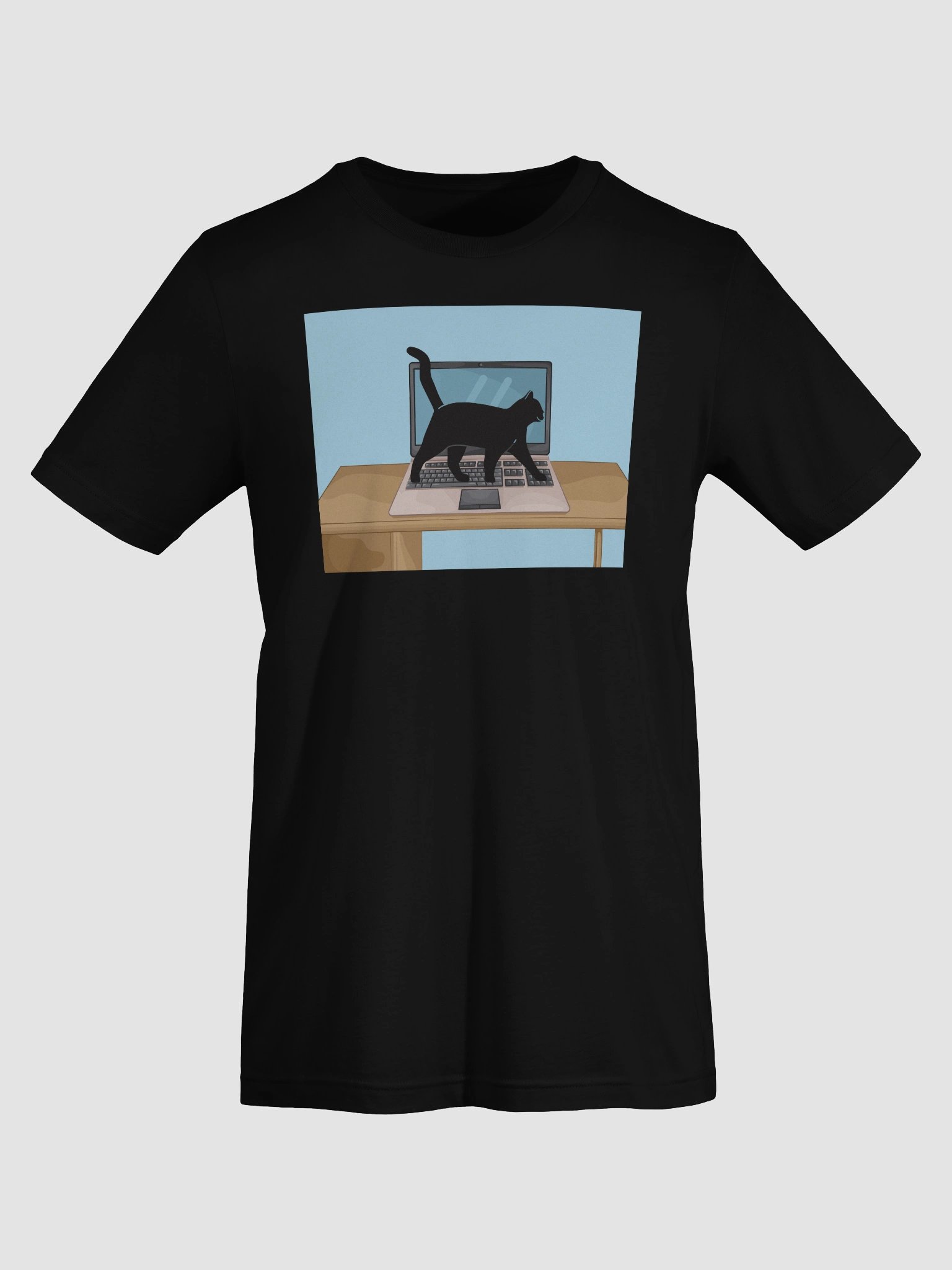 Black Cat Walking on Laptop - T-Shirt product image (7)
