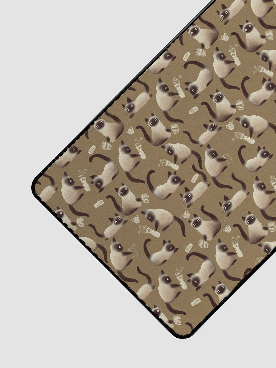 Bad Siamese Cats Knocking Stuff Over Patterned Desk Mat, Brown product image (3)