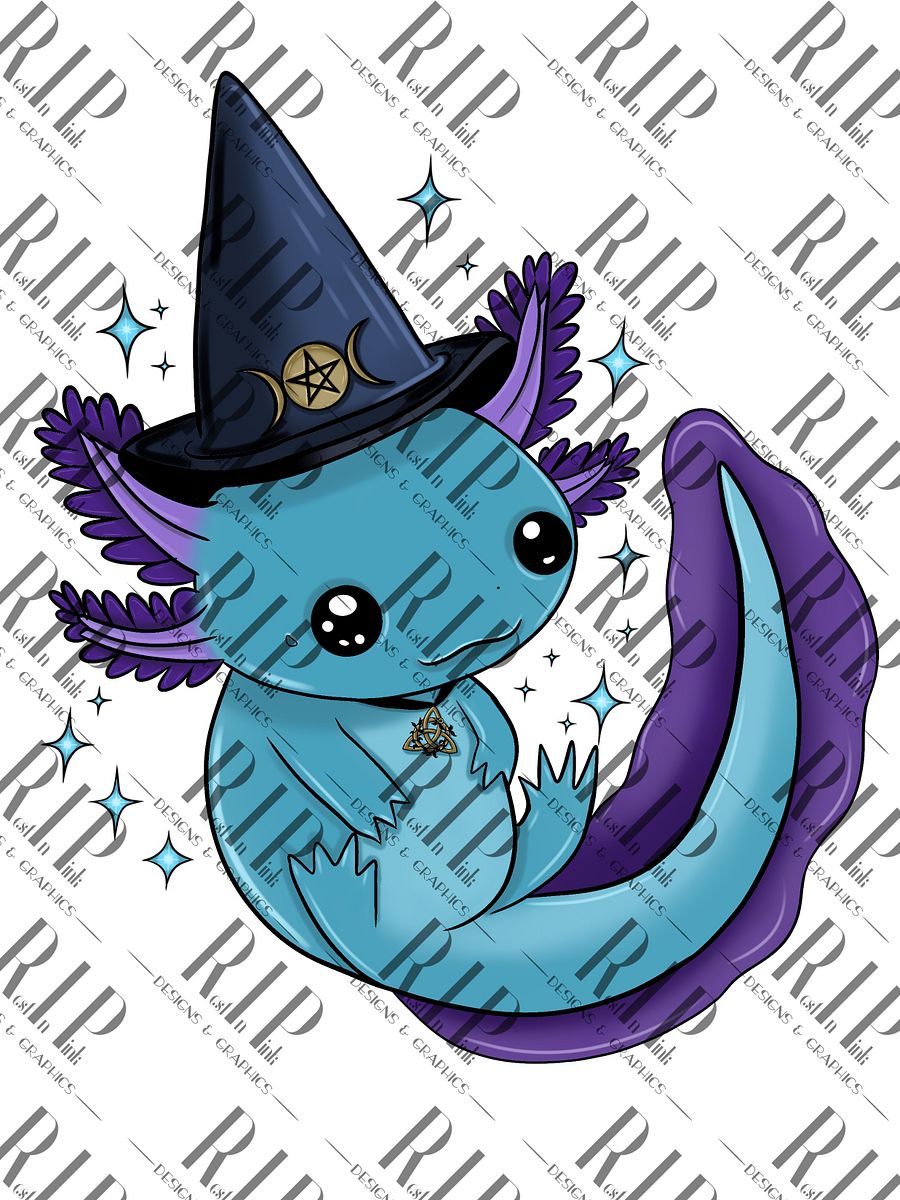 Whimsical Wicca - Axolotl Digital Download PNG - Full Color & Outline version product image (2)