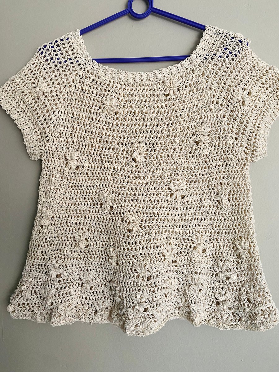 Crochet Flower Puff Raglan Sweater or Top Written Pattern product image (2)