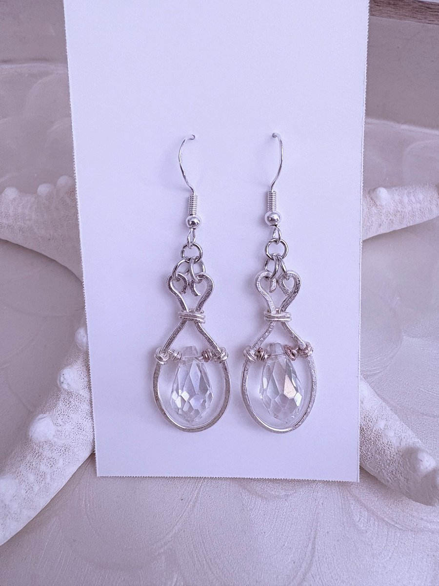 ✨ Crystal Elegance Teardrop Earrings | Handmade Silver-Plated Wire Wrapped Glass Crystal Jewelry | Monique Faella Designs™ | MFD-00222 product image (4)