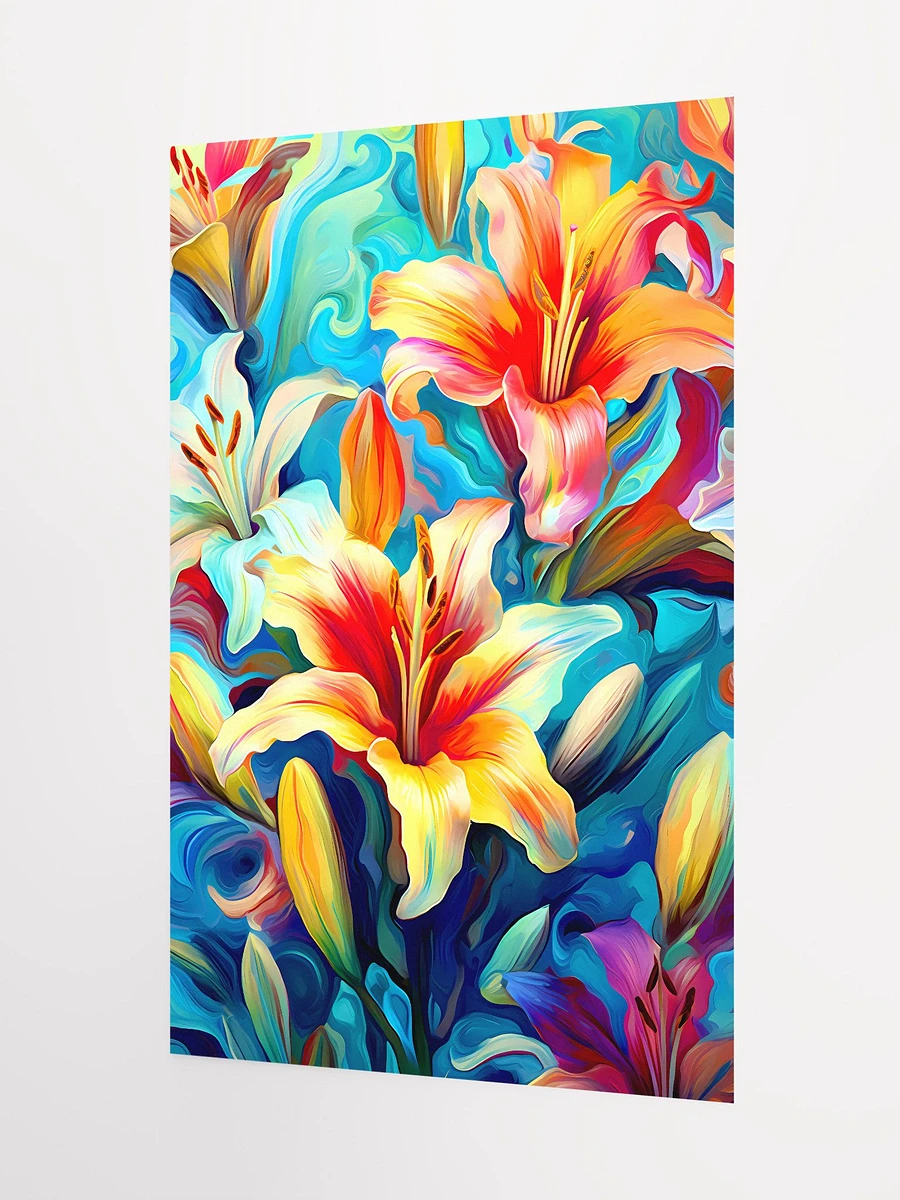 Abstract Lilies in Bloom | Colorful Flowers Modern Art Matte Poster product image (5)