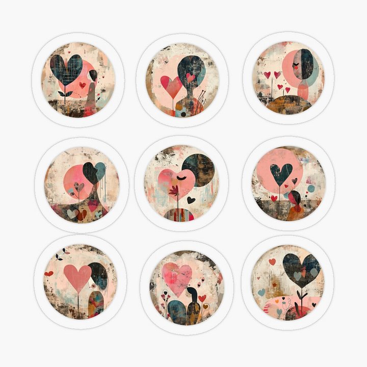 Abstract Heart Art Sticker Set product image (1)