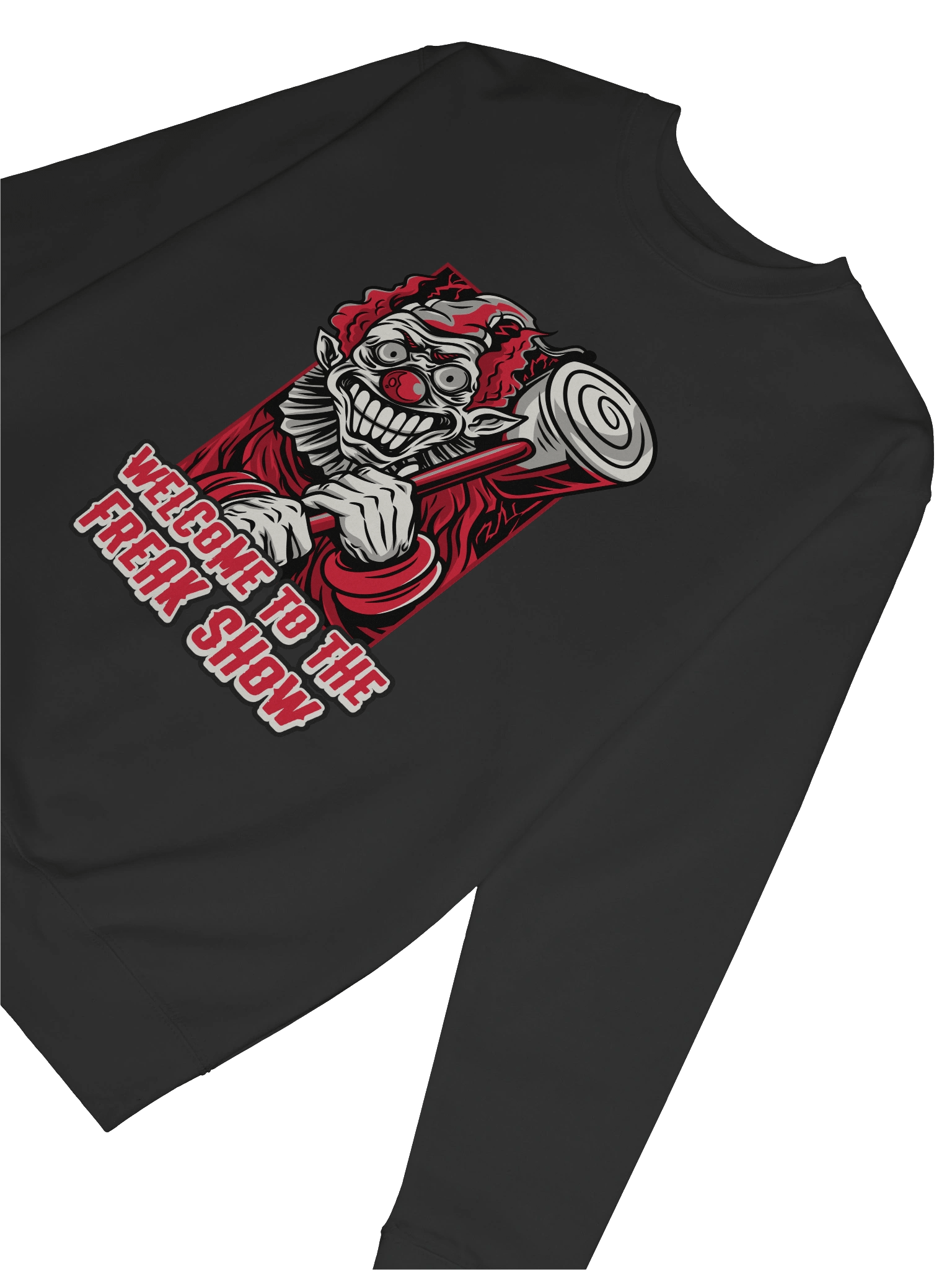 Welcome to the Freak Show Sweatshirt – Creepy Clown Halloween Pullover, Scary Circus Horror Sweater product image (6)