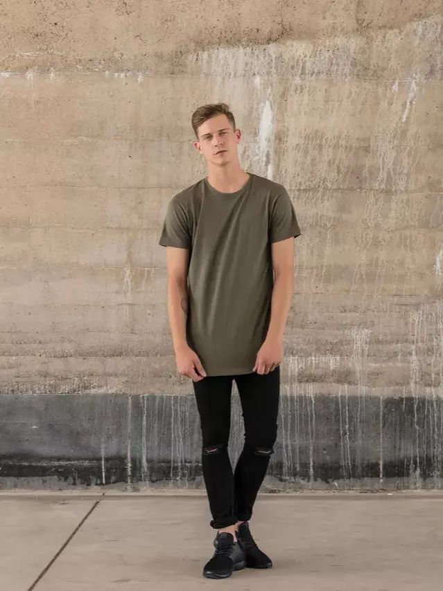 Men's Shaped Long Tee BY028 -Short Sleeve basic plain Cotton Casual T-Shirt product image (4)