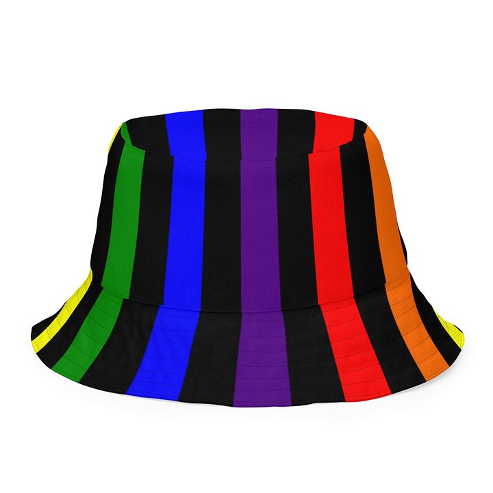 Rainbow Reversible Bucket Hat, Queer Pride Stripes and Psychedelic Spirals Accessory product image (2)