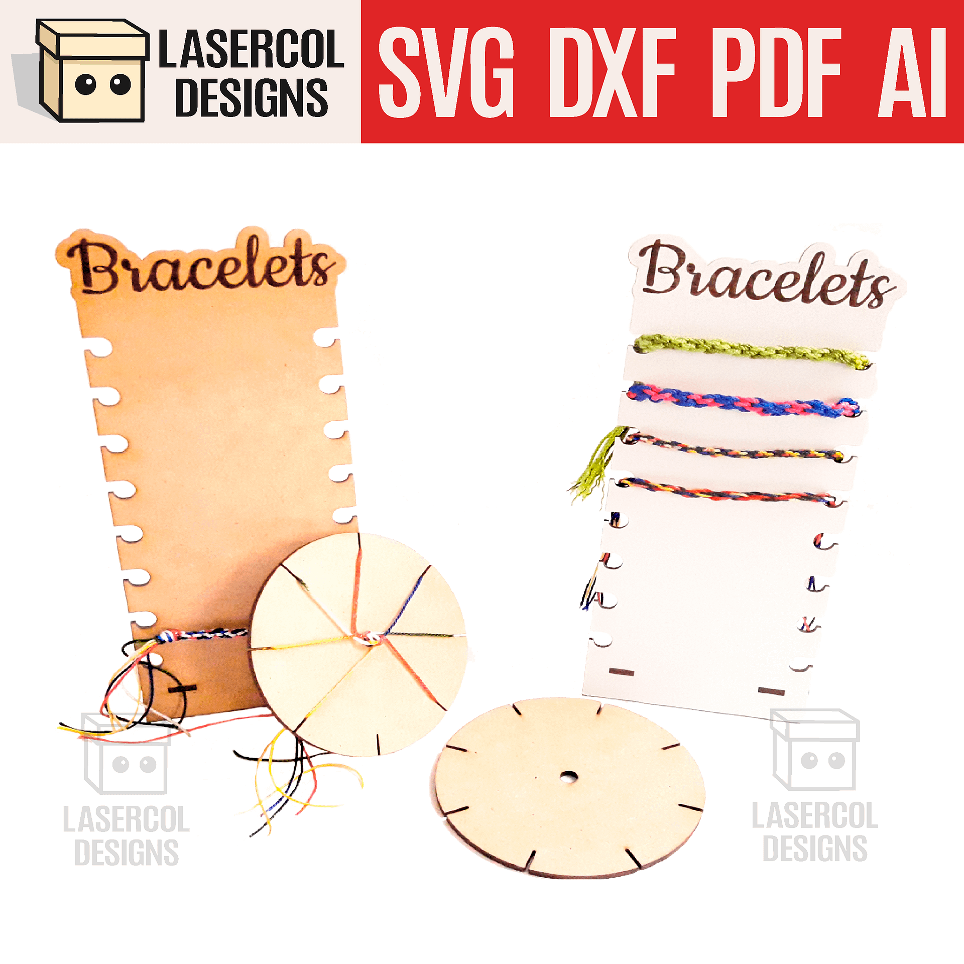Bracelet Braiding Disc and Stand - Laser Cut Files product image (1)