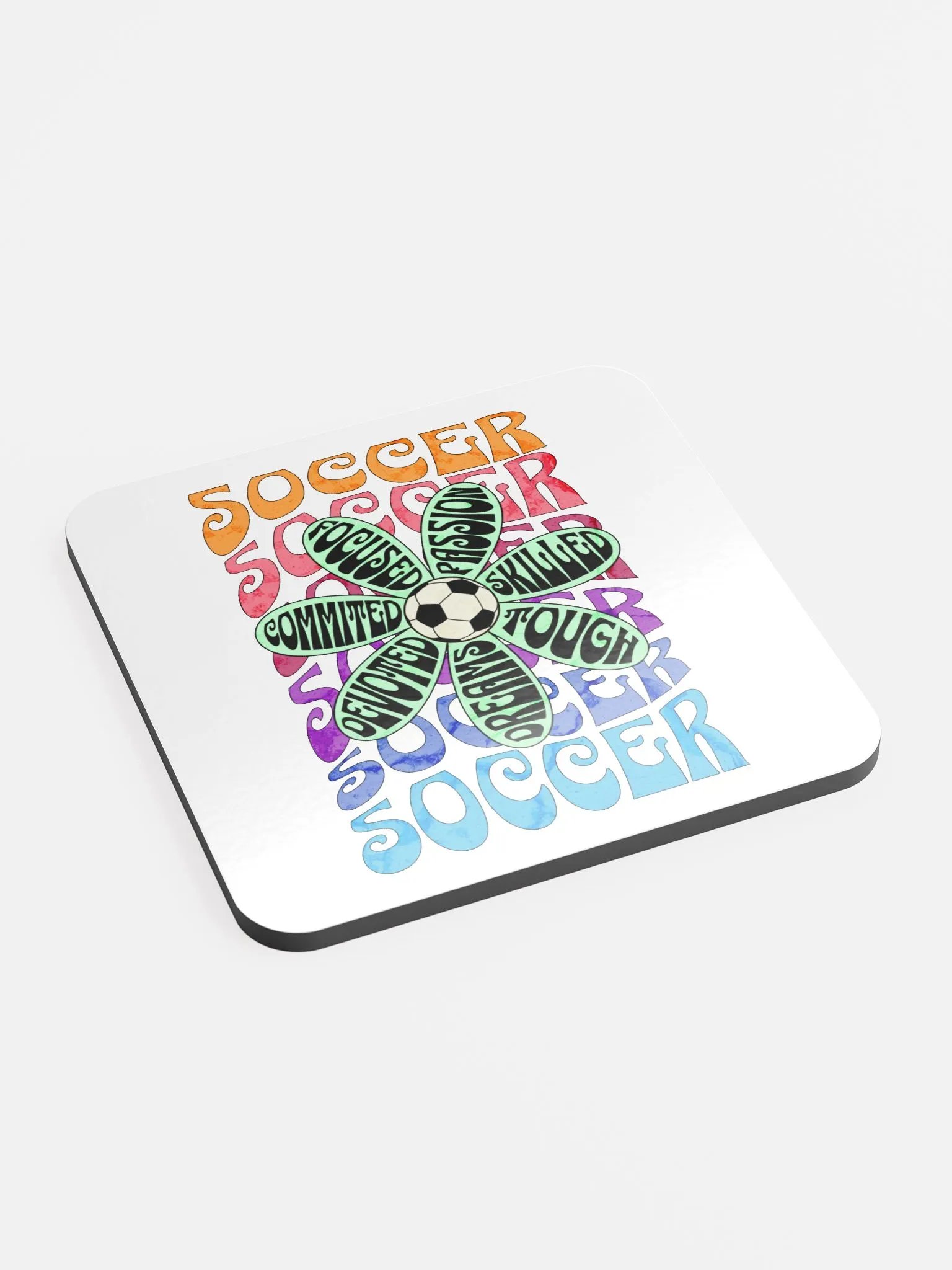 Flower Soccer Motivational Dreams Cork Coaster product image (3)
