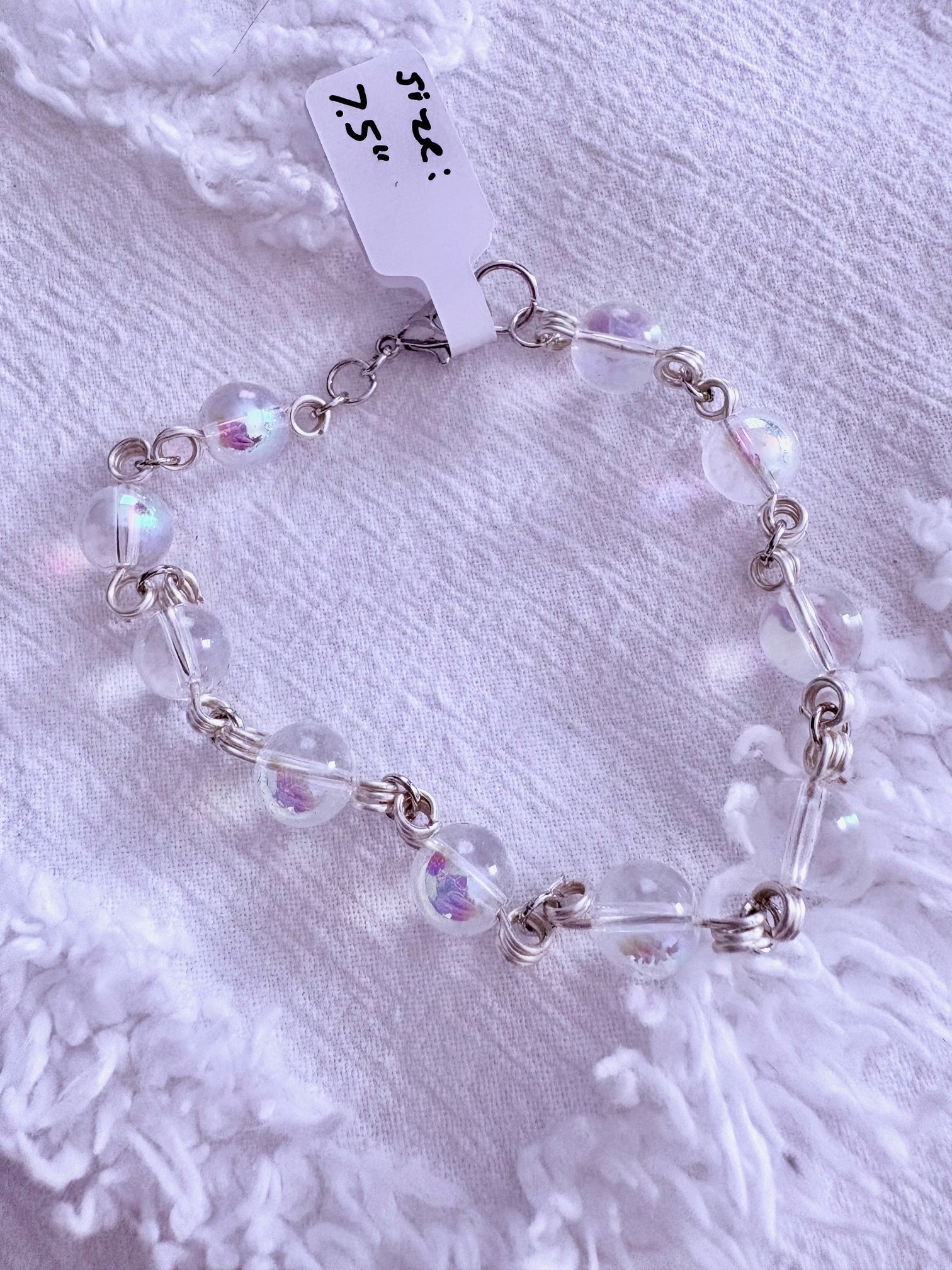 MFD-00270 | Iridescent Glass Bubble Beads Bracelet | Wire Wrapped Links | by Monique Faella Designs™ product image (5)