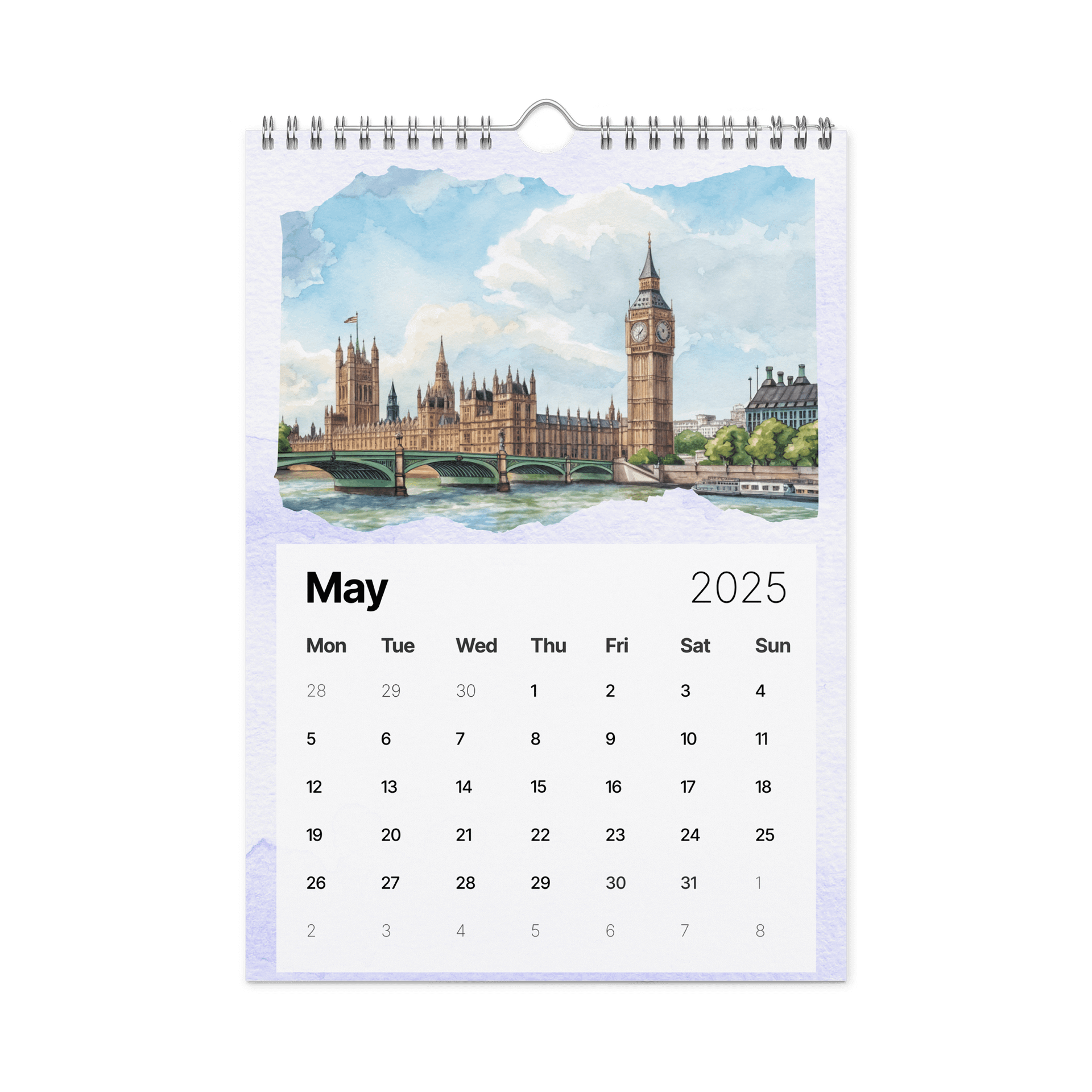 WORLD CAPITALS WATERCOLOR WALL CALENDAR 2026 product image (10)