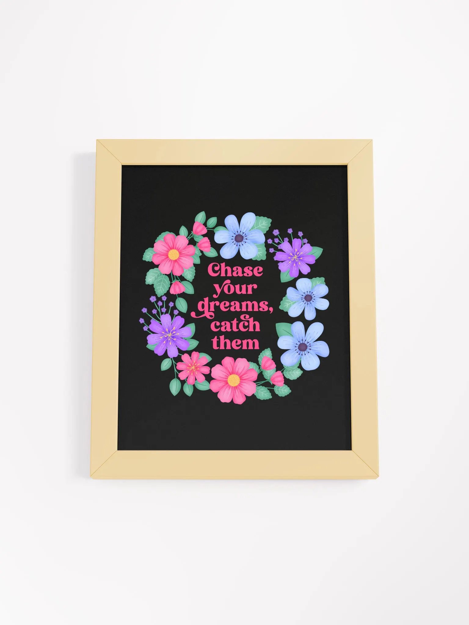 Chase your dreams catch them - Motivational Wall Art Black product image (4)