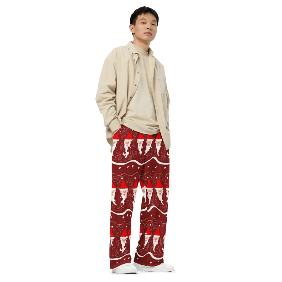 Bearded Santa Pattern Wide Leg Pants product image (3)